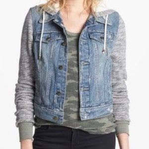 Free People Grey Knit Jean Jacket